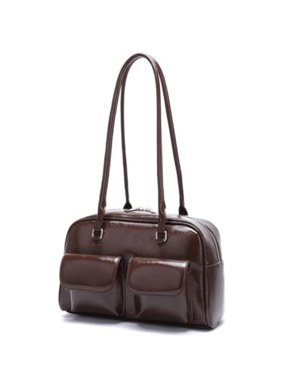 Vegan Leather Shoulder Bag for Women Top Handle Purse Y2K Trendy Multi Pockets